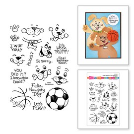 Spellbinders Stampendous Puppy Hugs Faces and Sentiments Clear Stamp Set