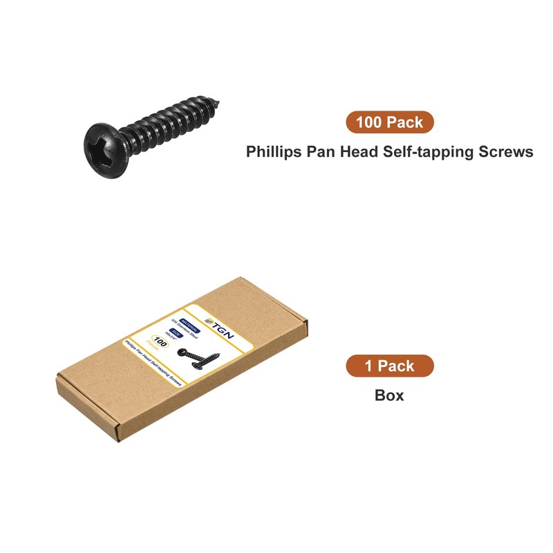 DTGN #8x3/4" Phillips Pan Head Self-tapping Screw - 100Pack -
