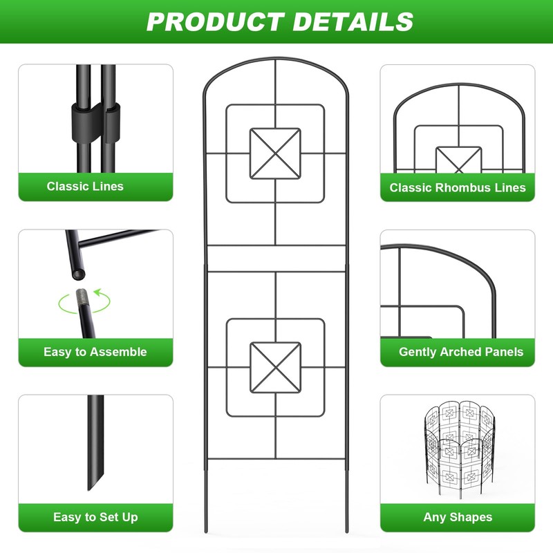 Skcoipsra Decorative Garden Fence 10 Pack, 38in(H) x 10.5ft(L) Animal