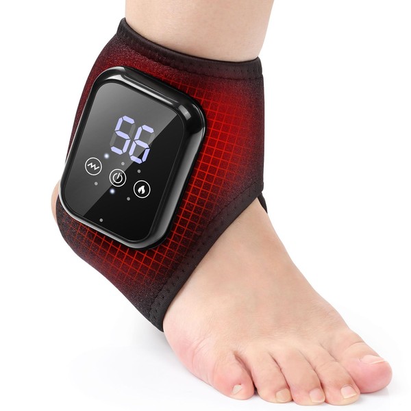 ROHVEMJ Heated Ankle Wrap with Vibration – Rechargeable Heating Pad