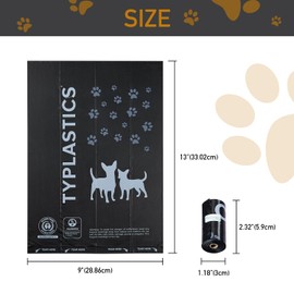 Typlastics Poop Bags for Dogs with Dispenser, Unscented Waste Bags, 360 Count, 24 Pack of 15, Black,70% Recycled Content