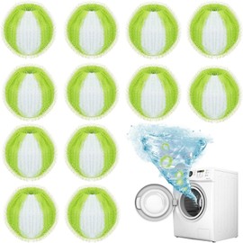 Pack of 12 Pet Hair Remover, Washing Machine, Reusable, Lint Balls, Washing Machine, Dog Hair Remover, Hair Catcher, Pet Hair Remover, Washing Machine Reusable, for Washing Machine (Green and White)