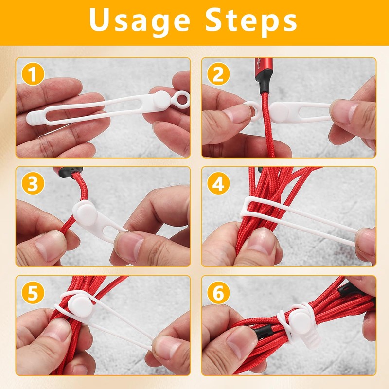 10 Pcs Silicone Cable Ties, Reusable Cord Organizer.
