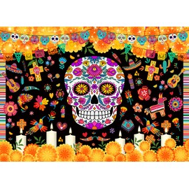 Alltten 8x6FT Dia De Muertos Backdrop Day of The Dead Backdrop Dia De Los Muertos Photo Backdrop Dia DE Los Muertos Dress-up Supplies F216