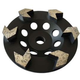 5" High Performance Diamond Grinding Wheels for Concrete, Paint, Epoxy, Mastic, Coating Removal, 30/40 Grit, 6 Arrow Segments, 5/8"-11 Arbor