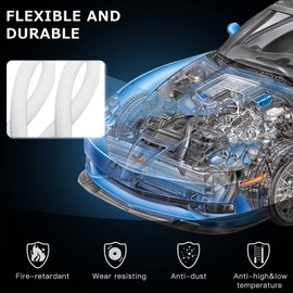 AGPTEK Cable Sleeve Cover, 10ft - 1.5 inch Cord Management Wire Organizer Under Desk, Home Office Computer Wire Cover Hider Cord Protector, Protect Pet Cat Dog from Chewing, White