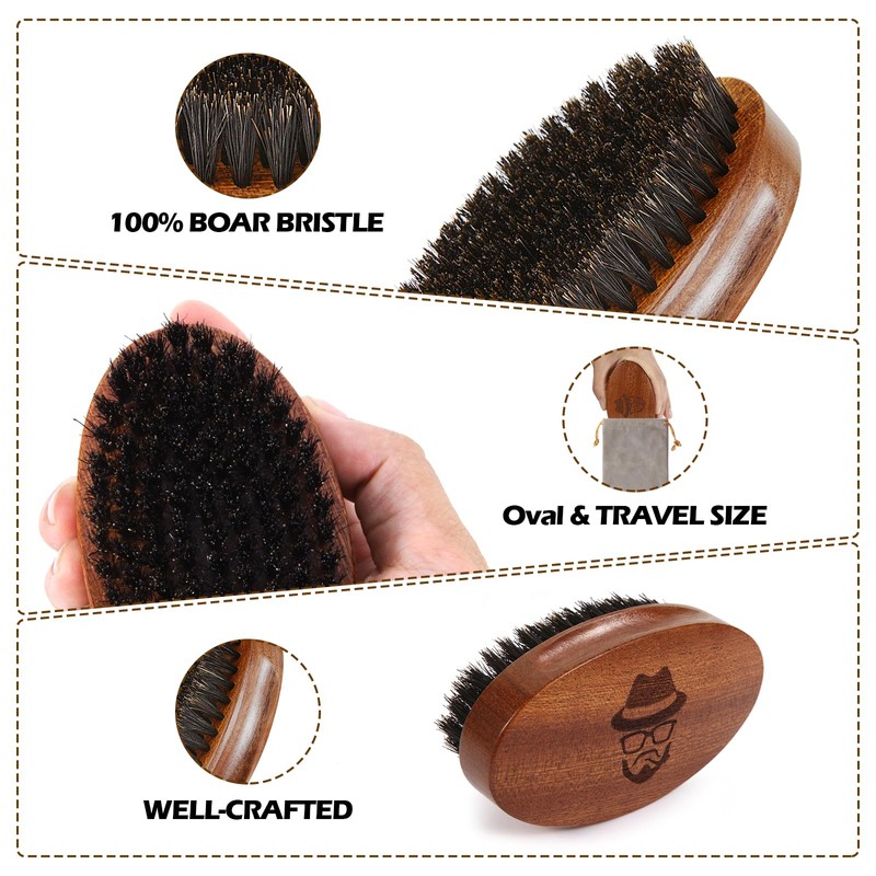 Boar Bristle Beard Brush for Men, Beards and Mustaches Grooming