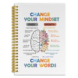 LUKIPOM Growth Mindset Mental Health Notebook Journal, Positive Self Care Spiral Notebook 5.5x8.3, Inspirational Therapy Journal for Women Men, Therapy Office Must Haves