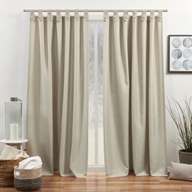 Exclusive Home Loha Tuxedo Tab Top Curtain Panel Pair, 54"x108", Natural