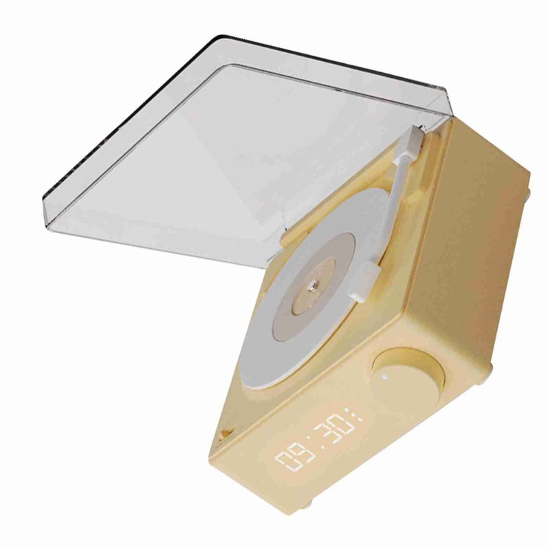 Rotating Vinyl Disc Alarm Clock Speaker Retro 360 Degree Stereo