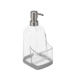 Spectrum Diversified Cora Soap Pump Sponge Holder for Sink Organization, 1 EA, Clear & Gray