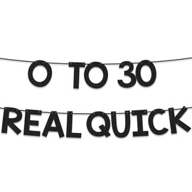 Vovii 30th Birthday Banner for Birthday Party Decorations, Pre-Strung Black Glitter 0 To 30 Real Quick Banner for 30th Bday Party Supplies Decor Gifts
