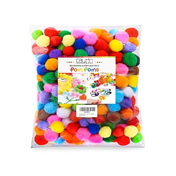Caydo 240 Pieces 2.5cm Kids Craft Pom Poms, Assorted Colors Pompoms Balls for DIY Creative Crafts Decorations