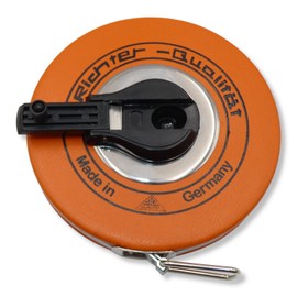 Steel Tape Measure 10 m with Millimetre Graduation in Platal Capsule – Painted White – Start of Measure "A" – Before Zero Point Approx. 10 cm without Scale