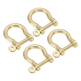PATIKIL D-Ring Shackle, Pack of 4, 15 mm Inner Width, Brass, U-Shape Key Hook, Small Shackle for DIY Crafts, Leather Replacement