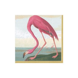 Caspari Audubon Birds and Flamingo Paper Cocktail Napkins, Two Packs of 20