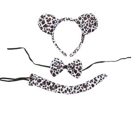 3 Piece Animal Set Costume Dress Up Party Bowtie Tail Ears Baby Kids Adults - Includes Headband, Bowtie, Tail