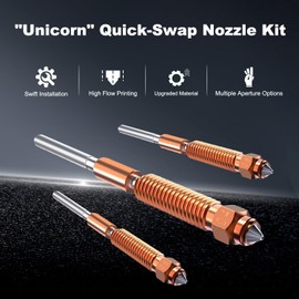 Creality K1C Nozzle Set, 4 Pieces Unicorn Quick-Swap Nozzle 0.4 mm, 0.6 mm, 0.8 mm High Flow Nozzle Set with Titanium Alloy Heat Break, Copper Alloy and Hardened Steel for K1C / Ender 3 V3 / Ender 3