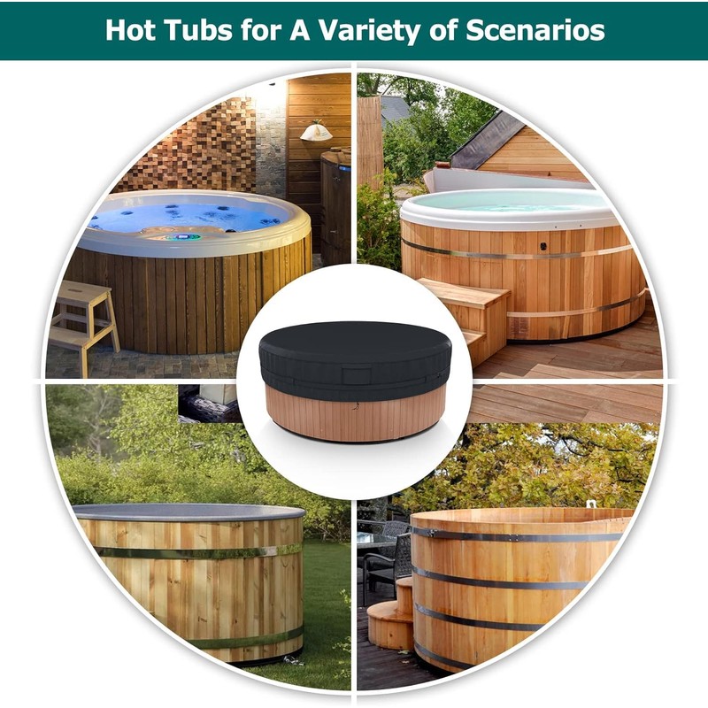 AKEfit Round Hot Tub Cover, 600D Polyester Waterproof for Hot