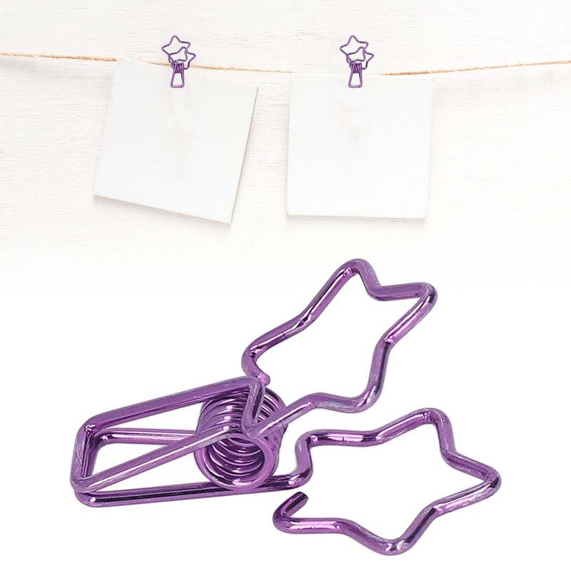 100pcs Star Binder Clips Cute Cartoon Hollow Strong Clamping Force