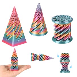 EUARD 3 Pack Cono Imposible, Juguete Fidget Espiral Cono, Juguete Antiestrés 3D, Juguete de Pirámide Imposible para Pasar y Aliviar Estrés (Colores Vibrantes)