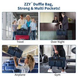 Travel Bag Gym Sport Duffle Bag - 40L Holdall Overnight Bag Weekender Duffel Bag (Navy Blue, 40L)