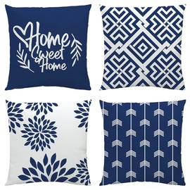 NIULAA Soft Cushion Cover, 40 x 40 cm, Set of 4, Navy Blue, Decorative Cushion Covers, Couch Cushion, Modern Cuddly Decorative Cushion Cover, Square Cushion Cover, Sofa Cushion, Decorative Cushion,