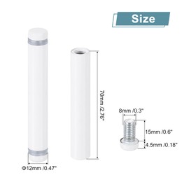 uxcell 4 Pcs Standoff Screws, 1/2" x 3.15" Stainless Steel Double Head Advertising Screws Wall Standoff Mounts Hardware for Acrylic Glass Sign Holder Wine Glass Rack, White