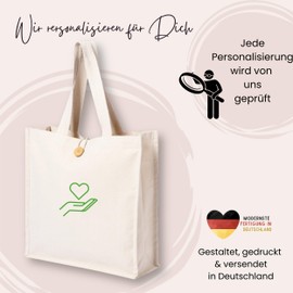 GRAZDesign Personalisierte Baumwoll-Tragetasche mit Knopf und Hunderassenmotiv, individuell mit Namen bedruckbar - Berner Sennenhund