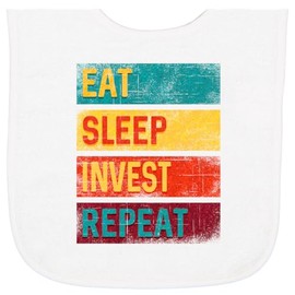 inktastic Stock Broker Eat Sleep Invest Repeat Baby Terry Cloth Bib White 37d52