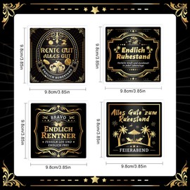 HOWAF 4 Stickers Bottle Label Finally Retiree, Retirement Bottle Label Retirement Gift Women Men Sticker Finally Retirement Bow Retirement Gifts for Retirement