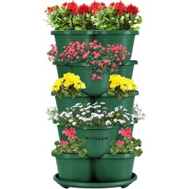VIVOSUN 5 Tier Vertical Gardening Stackable Planter for 1 Pack, Dark Green