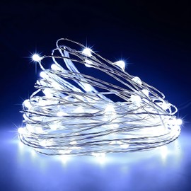 Kangheshun Timer Led String Fairy Light,1 Pack Mini Battery Operated Silver Wire 5m/16ft Indoor Starry Fairy Lights,Lights for Bedroom,Christmas,Parties,Wedding,Christmas Gift Decoration(Cold White)
