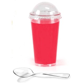 zappy 60 Ct Mini Dessert Cups with Lids and Spoons 3 oz Clear Plastic Straight Wall Shooter Glasses Disposable Dessert Shooters Parfait Glasses Appetizer Cups Small Bowls