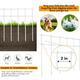 Adavin White Animal Barrier, 20 Pack No Dig Fence,Underground Garden Fencing, Pet Dog Rabbits Fences Panel, Galvanized Steel Stakes 2 inch Spike Spacing,Outdoor Yard Patio.Total 33.5 Ft(L) X 10 in(H)