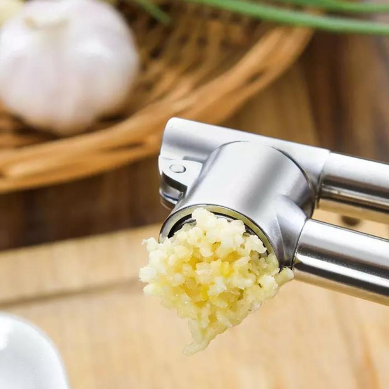Garlic Press, Stainless Steel Garlic Mincer Removeable Insert Easy Clean