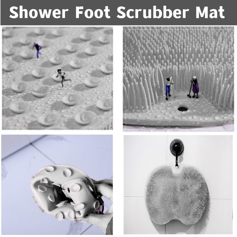 YVPSI Shower Foot & Back Scrubber, Wall Mounted Massage Pad,