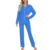 Anjue Womens Classic Button Up Loungewear Long Sleeve PJ Set