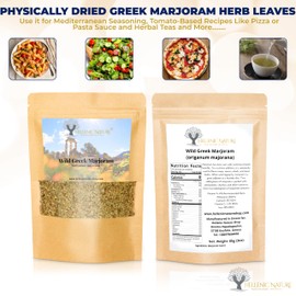 WILD GREEK HERBS DRIED PREMIUM QUALITY- from Mount Olympus Handpicked and Air-Dried in DoyPack with ZipLock for Awesome Freshness and Aroma - Mediterranean Seasoning (3 Ounce (Pack of 1), Marjoram)