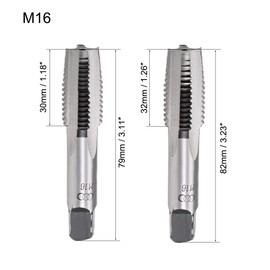 sourcing map 1 Pair Metric Hand Threading Tap Set M16 Thread 2mm Pitch Taper & Plug Milling Taps Straight Flutes High Speed Steel