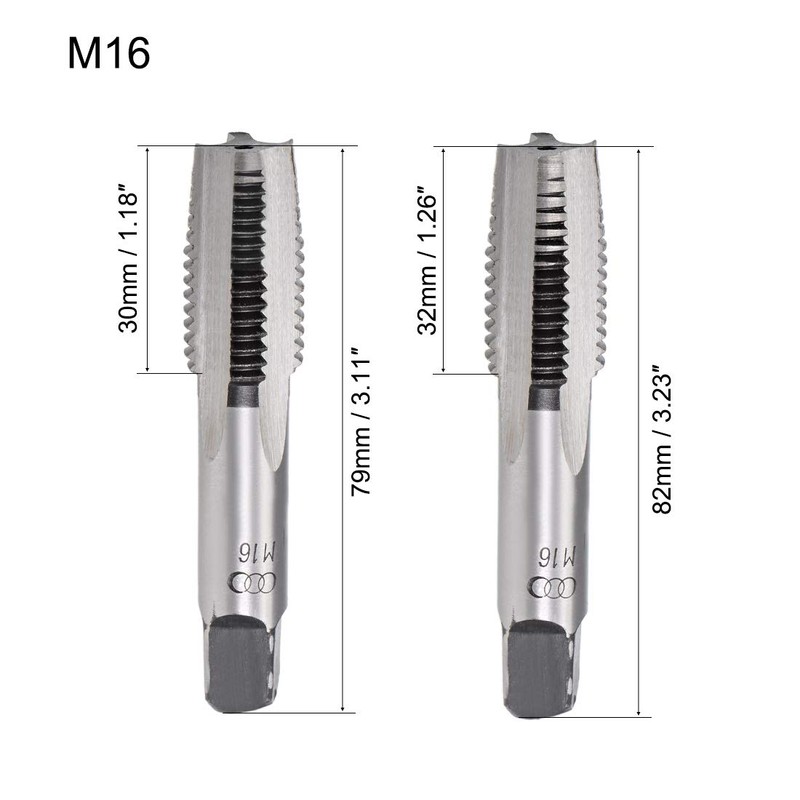 sourcing map 1 Pair Metric Hand Threading Tap Set M16