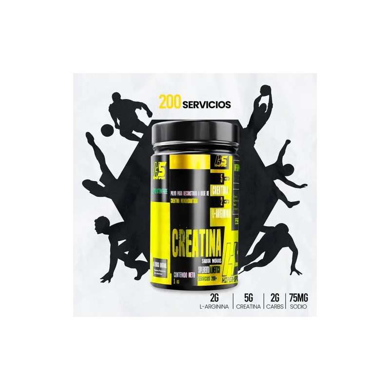 Creatina Monohidratada Hs 1kg 200 Servicios Hiper Sports