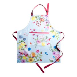Maison d' Hermine Apron 27.50"x31.50" 100% Cotton 1 Piece Adjustable Neck Strap Cloth Apron with Center Pocket & Long Ties for Mother's Day Gifts, Women, Men, Chef, Jardin D'Ete - Mint - Spring/Summer