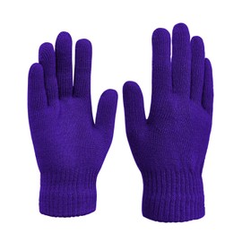 Magic Knitted Gloves for Women Winter Warm Full Finger Mittens for Men Ladies Soft Stretchy Unisex Gloves Purple