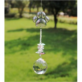 Rosleanny Paw Print Sun Catcher Crystals Prisms Hanging Garden Decor Pet Memorial Gifts Dog Remembrance Gift Loss Sympathy Rainbow Maker Suncatcher for Window Friend Birthday