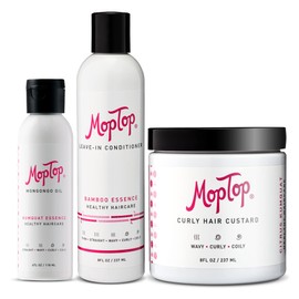 MopTop Curly Hair Bundle, Hair Moisturizing Products, Wavy & Curly Hair Routine, Leave-In Conditioner, Mongongo Oil, and Curly Hair Gel, Defining Lightweight Hold, Womens Haircare Bundle