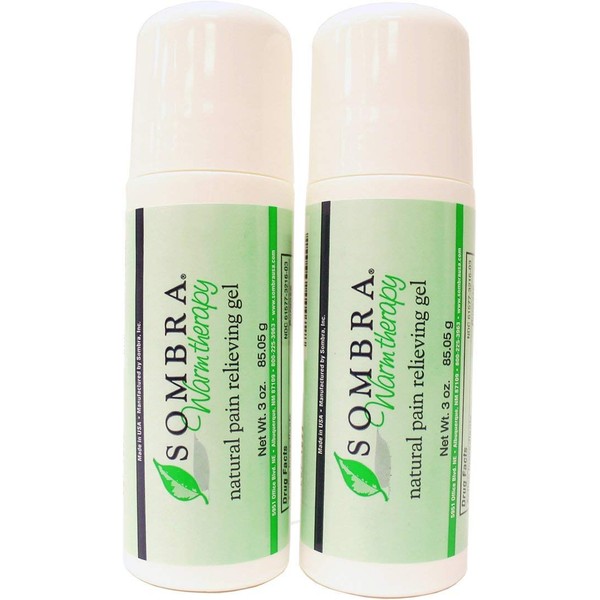 Sombra Warm Therapy Natural Pain Relieving Gel Roll On, 3-Ounce pk of 2
