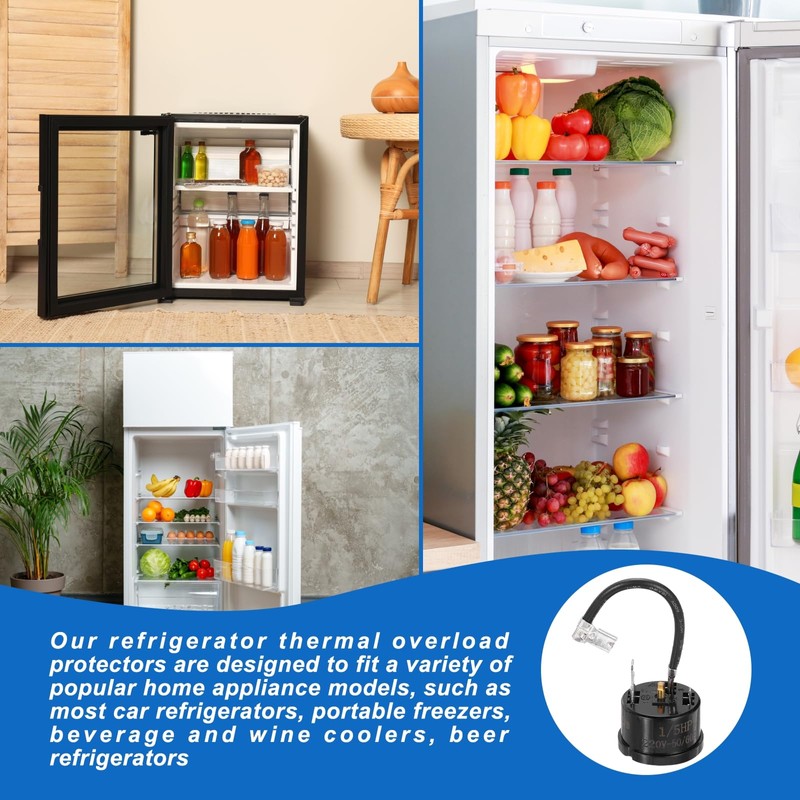 sourcing map 3pcs 1/5HP(150w) Refrigerator Overload Protector, 2 Pin Freezers