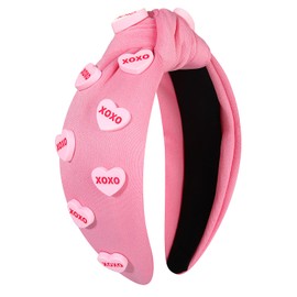 PHALIN Valentine’s Day Headband for Women Conversation Heart Headbands Pink XOXO Headband Valentine’s Day Accessories Outfits