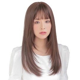AQUADOLL wg323 Wig, Long, Full Wig, Black Hair, Layered, Straight, See-Through Bangs, Sheer Bangs, One Size Fits Most, SBG. Sakura Beige